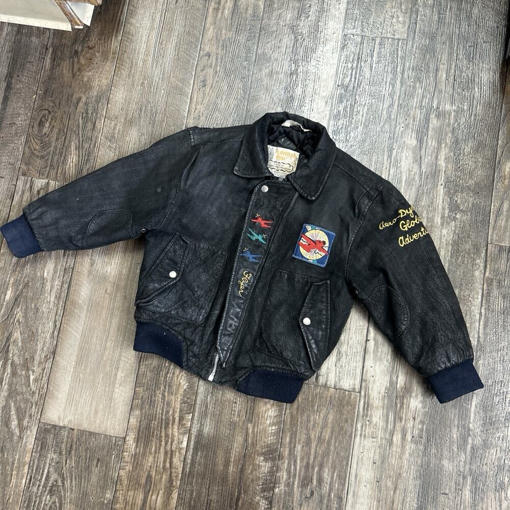 Vintage Rare Londons Fog Air Force Pilot Jacket with Patches on Jacket Kids 6X